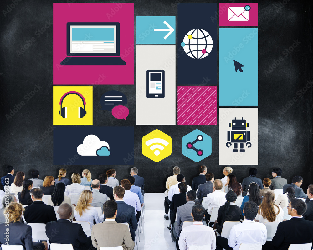 Poster computer cloud computing storage media digital concept