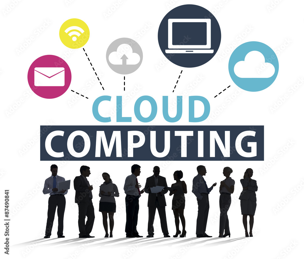 Poster cloud computing network online internet storage concept