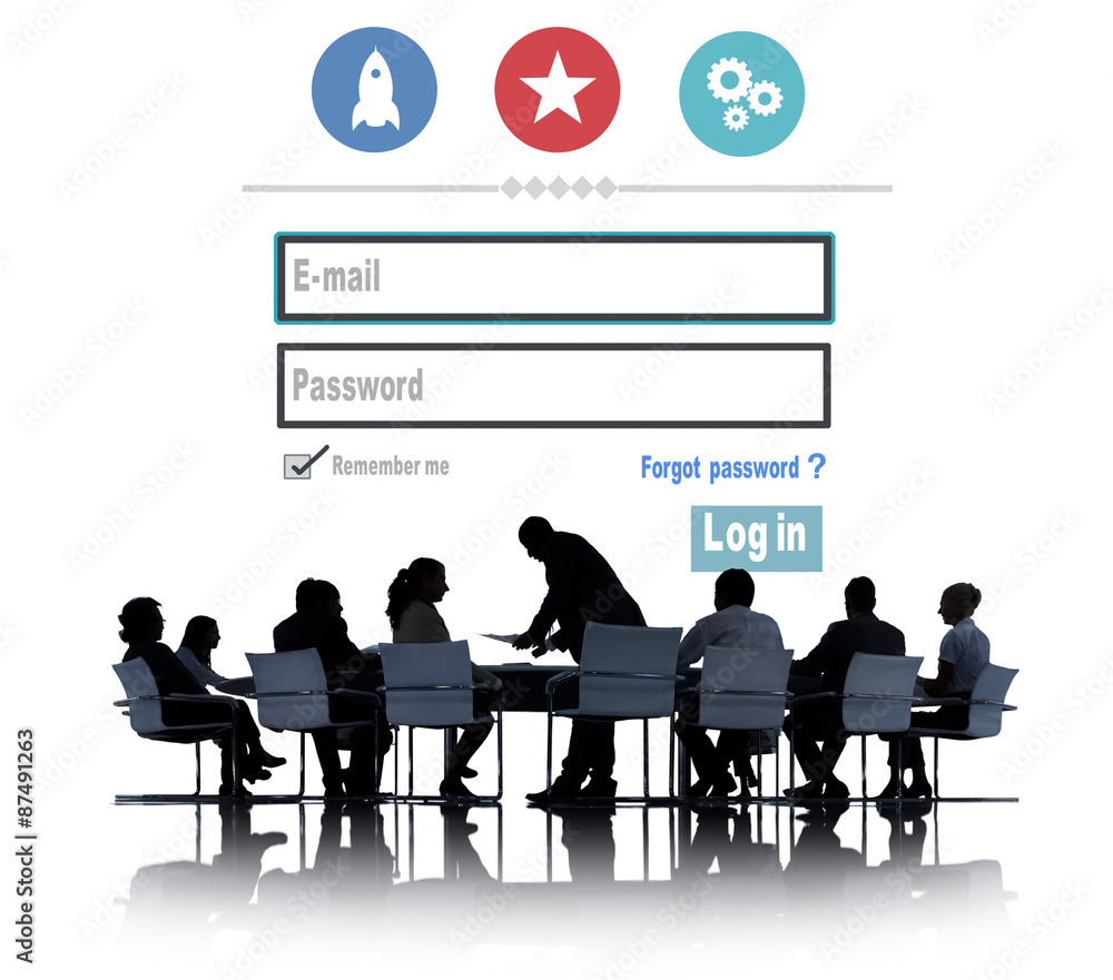 Poster log in security username password protection privacy concept