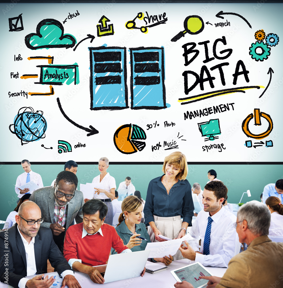 Poster big data storage online technology database concept
