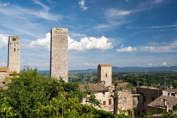 Obraz premium cloud over San Gimignano towers, Tuscany, Italy