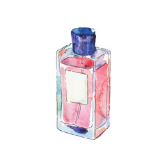 Watercolor perfume bottle. 