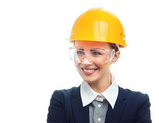 Engineer woman over white background