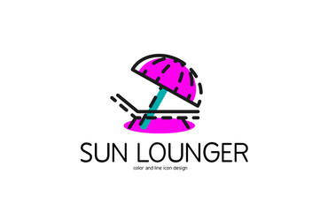 Color line icon for flat design. Sun lounger