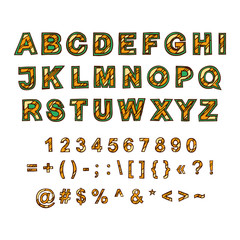 Vector decorative English alphabet, hand-drawn