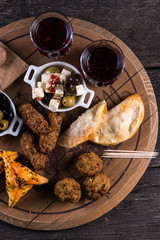 Mediterranean style snack selection