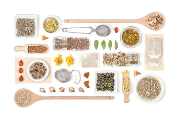 herbal tea on white background  