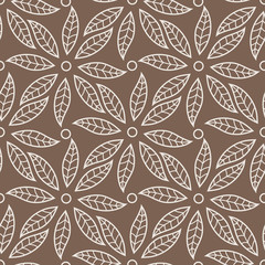 Vector seamless pattern with leaves and petals