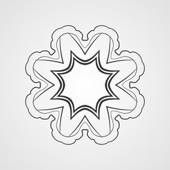 Vector monochrome flower mandala on a contrasting background. Big snowflake