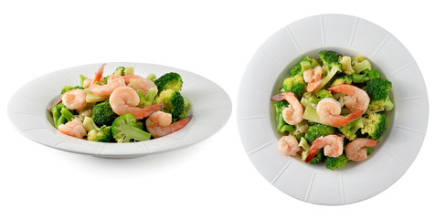 Thai healthy food stir-fried broccoli with shrimp