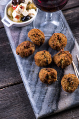 falafels on serving board