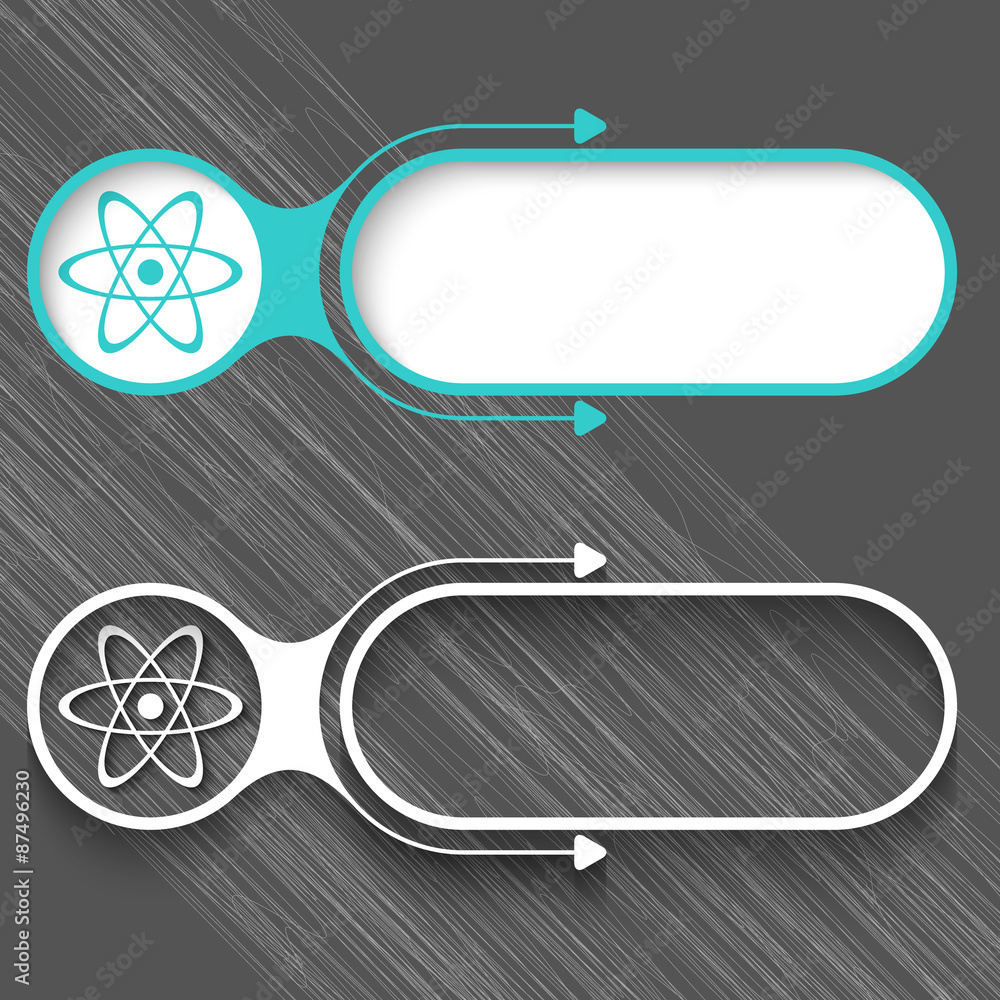 Poster two abstract frames with arrows and science symbol