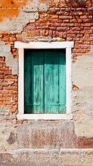 window and ancient decay wall