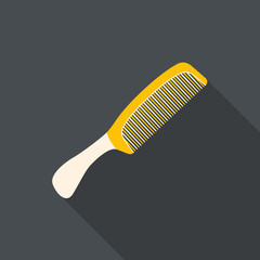 Vector illustration of hair comb. Flat design with long shadow.
