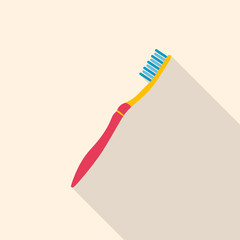 Flat Icon of toothbrush with a long shadow.