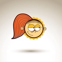 Vector art hand drawn illustration of person. Girl temperament i