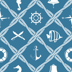 Seamless nautical rope pattern - 87496845