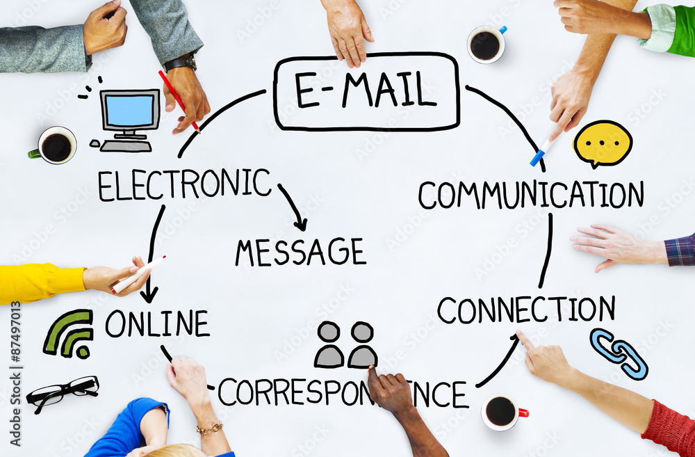 Poster email data content internet communication messaging concept