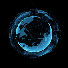 business, new technology and virtual sphere globe
