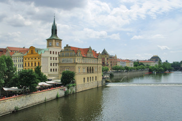 Fototapeta premium Smetana museum on the right bank of the river Vltava in the Old Town of Prague. 