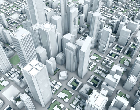 Smart City: Panorama &ndash; Wolkenkratzer Skyline 