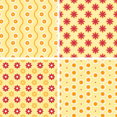 Vector seamless tiling patterns - romantic flowers