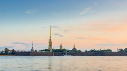 Peter and Paul Fortress in Saint-Petersburg during sunrise