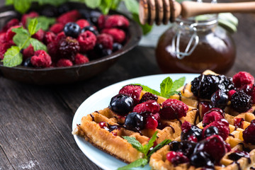 sweet breakfast,waffles with berries