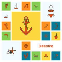 Summer and Beach Simple Flat Icons