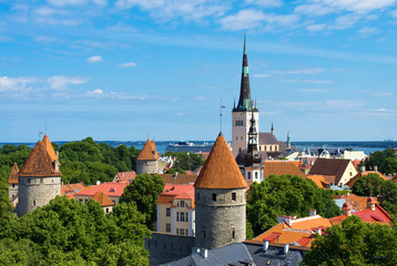 Summer view of old city. Estonia, Tallinn.