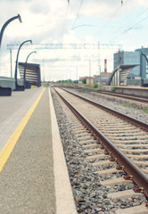 Fototapeta premium Empty european platform at the rail station.