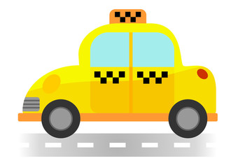 Cartoon taxi on white background