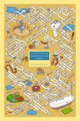 Maze Game with Tubes, Valves and Sanitary Engineering. Vector Illustration