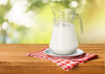 Milk, jug, glass.