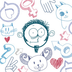 Vector art colorful drawing of surprised person, education 