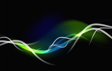 Glowing flowing waves and stars in dark space