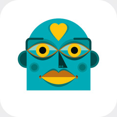 Vector illustration of bizarre modernistic avatar, cubism theme
