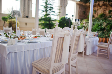 Fototapeta na wymiar decor chair at wedding table