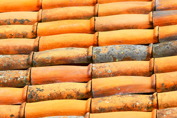 Red tile. Background of construction material.