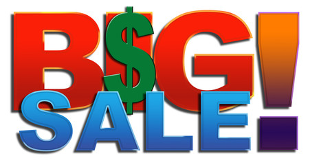 Big Sale typography application with dollar sign in the I of the words big.
