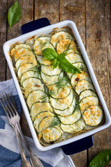 Fototapeta na wymiar baked vegetable in casserole dish