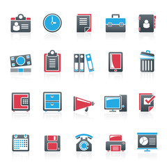 Business and office supplies icons - vector icon set