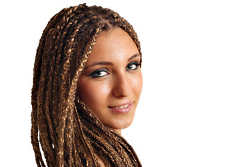 beautiful girl with dreadlocks hair portrait