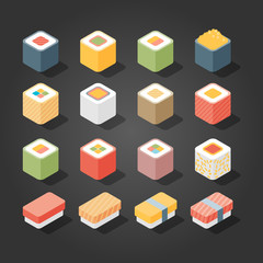 Flat Isometric Icons Sushi