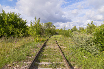 Fototapeta na wymiar The railroad trended to the right..