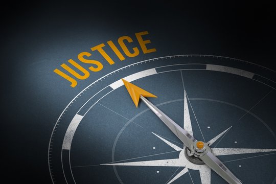 Justice against grey background