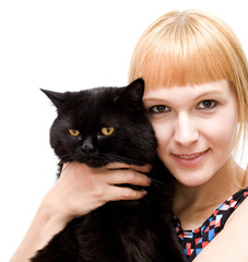 Frau mit Britisch-Kurzhaar-Katze