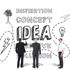 Composite image of business team writing