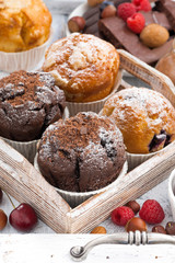 assortment of fresh delicious muffins and fresh berries 