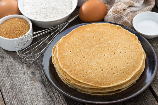 crepes and ingredients, close-up